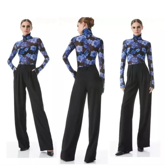 Alice + Olivia DELAINA LONG SLEEVE TURTLENECK MESH TOP SIZE XL - Picture 2 of 16